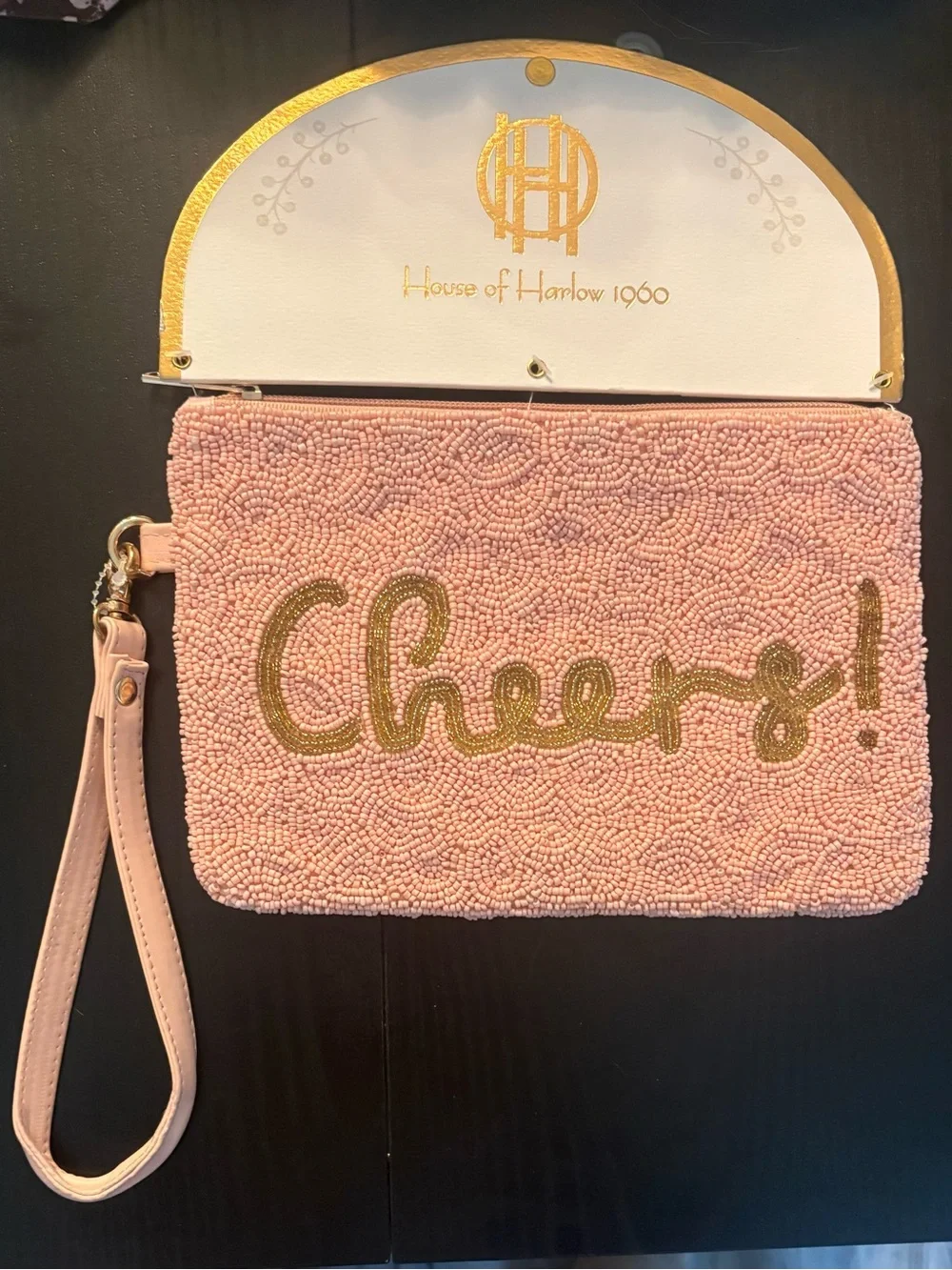 House of Harlow 1960 Pink 'Cheers' Beaded Wristlet/Clutch